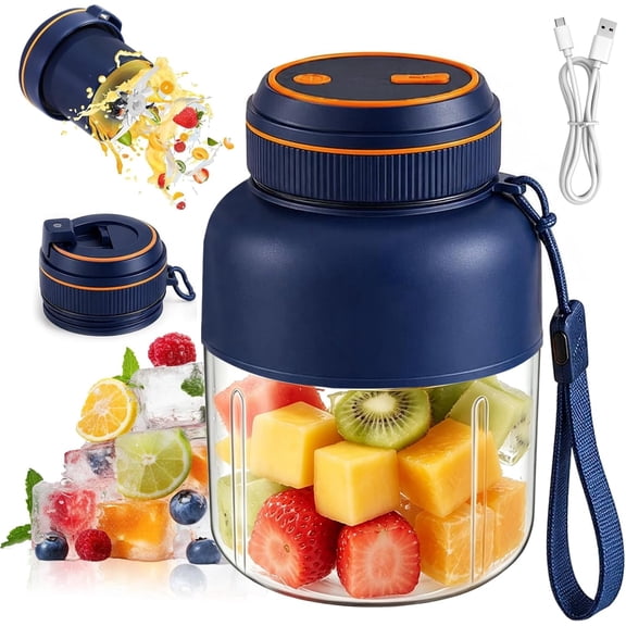 Portable Wireless Juicer Cup, 44OZ Portable Rechargeable Electric Juicer Blender Cup with 38 Blades, Dual Lid Compact Travel Drinking Cup, Portable Blender for Shakes Smoothies