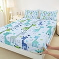 thumbnail image 3 of Feelyou Blue Giraffe Child Bed Sheets, Kawaii Cartoon Animal King Sheets, Love Heart Sheet Set, Lightweight Room Decor, 4 Pieces, 3 of 7