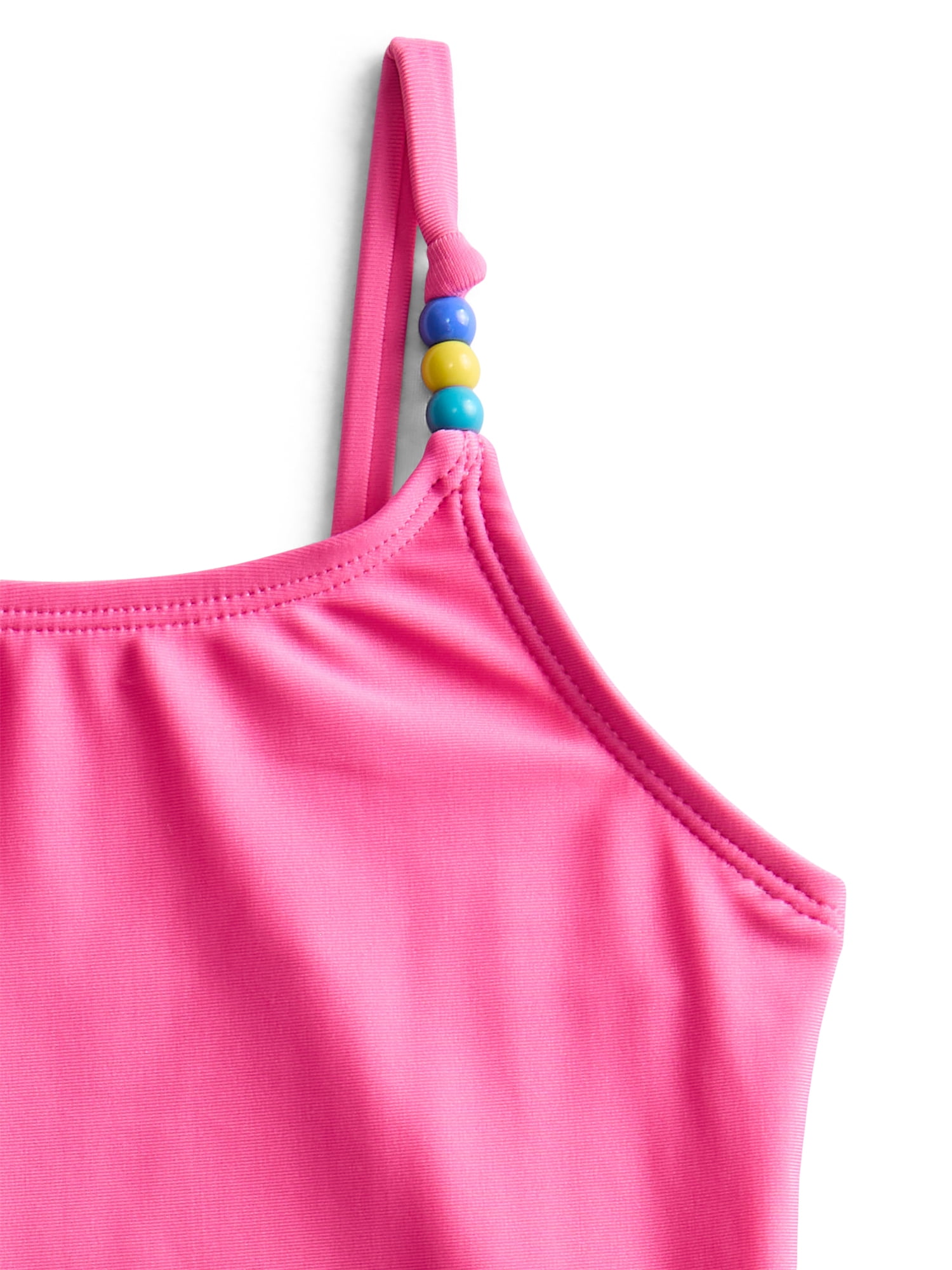 Wonder Nation Girls' Beaded Strap Tankini Swimsuit with UPF 50+, 2-Piece, Sizes 4-18 & Plus