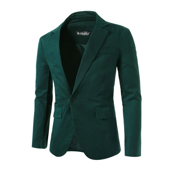 Lars Amadeus Men's Notched Lapel Center-Vent Back One-Button Blazer