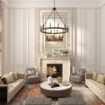 thumbnail image 4 of ACROMA  20-light Modern Farmhouse 40In Round Wagon Wheel Chandelier Weathered Walnut Weathered Adjustable Brass, Painted Walnut, 4 of 5