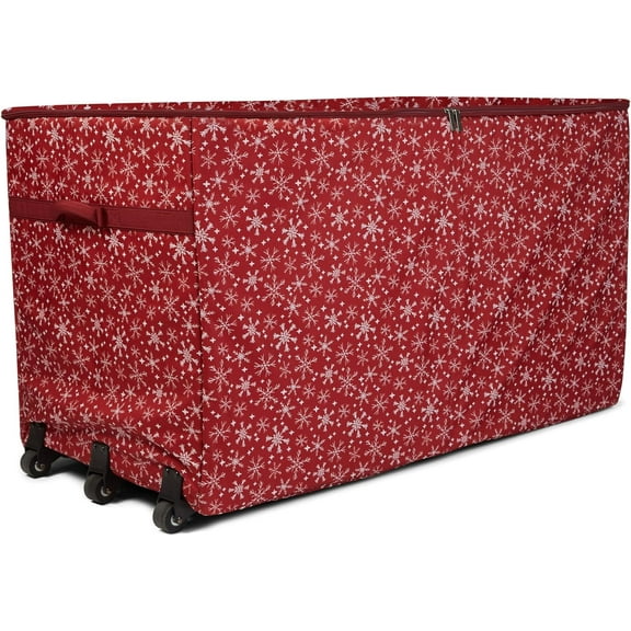 Covermates Keepsakes Christmas Tree Structured Rolling Storage Bag - Superior Protection, Reinforced Handles - Holiday Storage, Red Snowflake