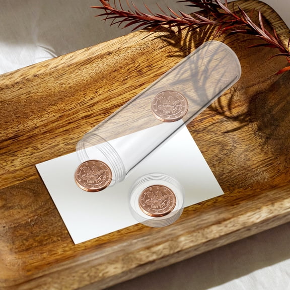 PTOOTP 10pcs Clear Plastic Coin Storage Tubes Dust Protection