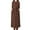 Coffee, variant on Women's Bohemian Peasant Maxi Dress with Long Sleeves High Waist Lace Up Design Linen-like Collar for Winter Casual Wear Dresses