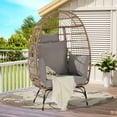 thumbnail image 2 of LEGAHOME Oversized Wicker Egg Chair with Thick Cushions, Outdoor Indoor Large Rattan Egg Chair, Heavy Duty Egg Chair for Porch, Backyard, Balcony, Dark Gray, 2 of 7