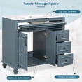 thumbnail image 5 of PORKISS 36" Bathroom Vanity with Ceramic Sink, Freestanding Bathroom Storage Cabinet with Flip-Out Drawer, 3 Drawers and 2 Doors, Wood Bathroom Vanity Cabinet with Gold Hardware, Blue Grey, 5 of 12