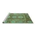 thumbnail image 2 of Ahgly Company Machine Washable Indoor Rectangle Abstract Turquoise Blue Modern Area Rugs, 2' x 5', 2 of 4