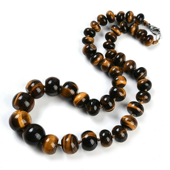 1pc Tiger Eye Rondelle Graduated Beaded Necklaces for Women Men 19.49 inch(49.5cm)
