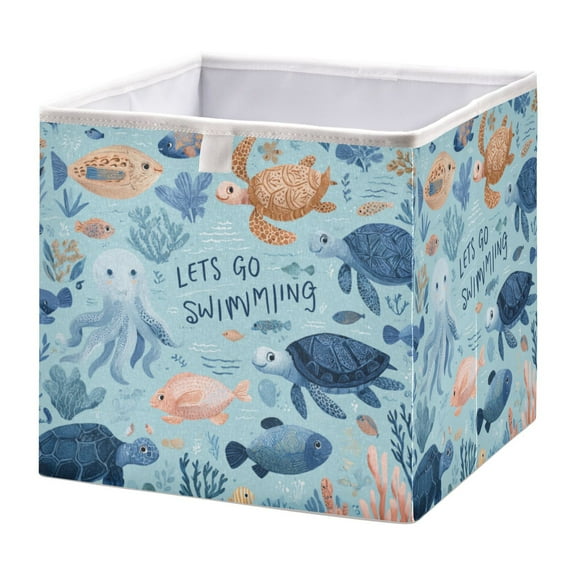 Storage Basket Foldable Open Organizers for Clothes Toys Books15.75x10.63x6.96in Sea Creatures