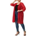 thumbnail image 2 of Agnes Orinda Women's Plus Size Valentines Day Cardigans Lace Lightweight Knit 3/4 Sleeves Cover Up Cardigans 3X Red, 2 of 6