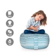thumbnail image 2 of Aztec Storage Toy Bag Chair, Horizontal Chevron Inspired Motifs and Strips Zigzags and Traditional Vibes, Stuffed Animal Organizer Washable Bag, Large Size, Sea Blue and White, by Ambesonne, 2 of 3