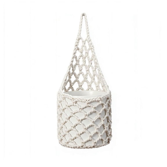 Macrame Wall Plant Hanger, Handmade Macrame Wall Hanging Plant Holder, Small Boho Indoor Planter Basket, Decorative Hanging Pots for Bedroom Kitchen Bathroom and Indoor Display