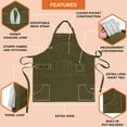 thumbnail image 4 of Jierger Chef Apron for Men Kitchen Apron with Pockets for Women Large Unisex Canvas Apron for Cooking Grilling BBQ Baking Heavy Duty Apron for Work(23.5 x 32 inches), 4 of 8