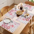 thumbnail image 5 of Galentine's Day Placemats Set of 8 Pink Gnomes Love Heart Grey Plaid Place Mats Indoor Wipeable Table Mats Washable Cloth Dining Table Placemats for Kitchen Holiday Party Home Decor 13x19 Inch, 5 of 9