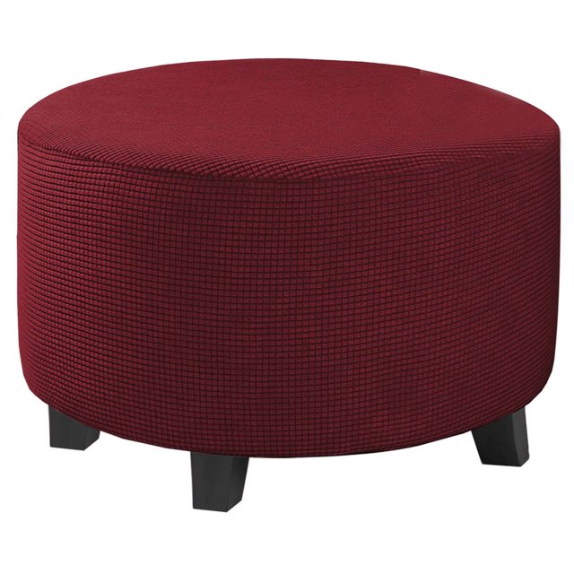 CHOK 2024 Ottoman Cover Thick Stretch Low Bench Cover Solid Color Jacquard Footrest Stool Protector Sofa Cover For Living Room-Red-Small