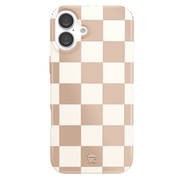 VELVET CAVIAR for iPhone 16 Pro Case Checkered - Compatible with MagSafe - Cute Protective Phone Cases for Women - Nude Checkerboard
