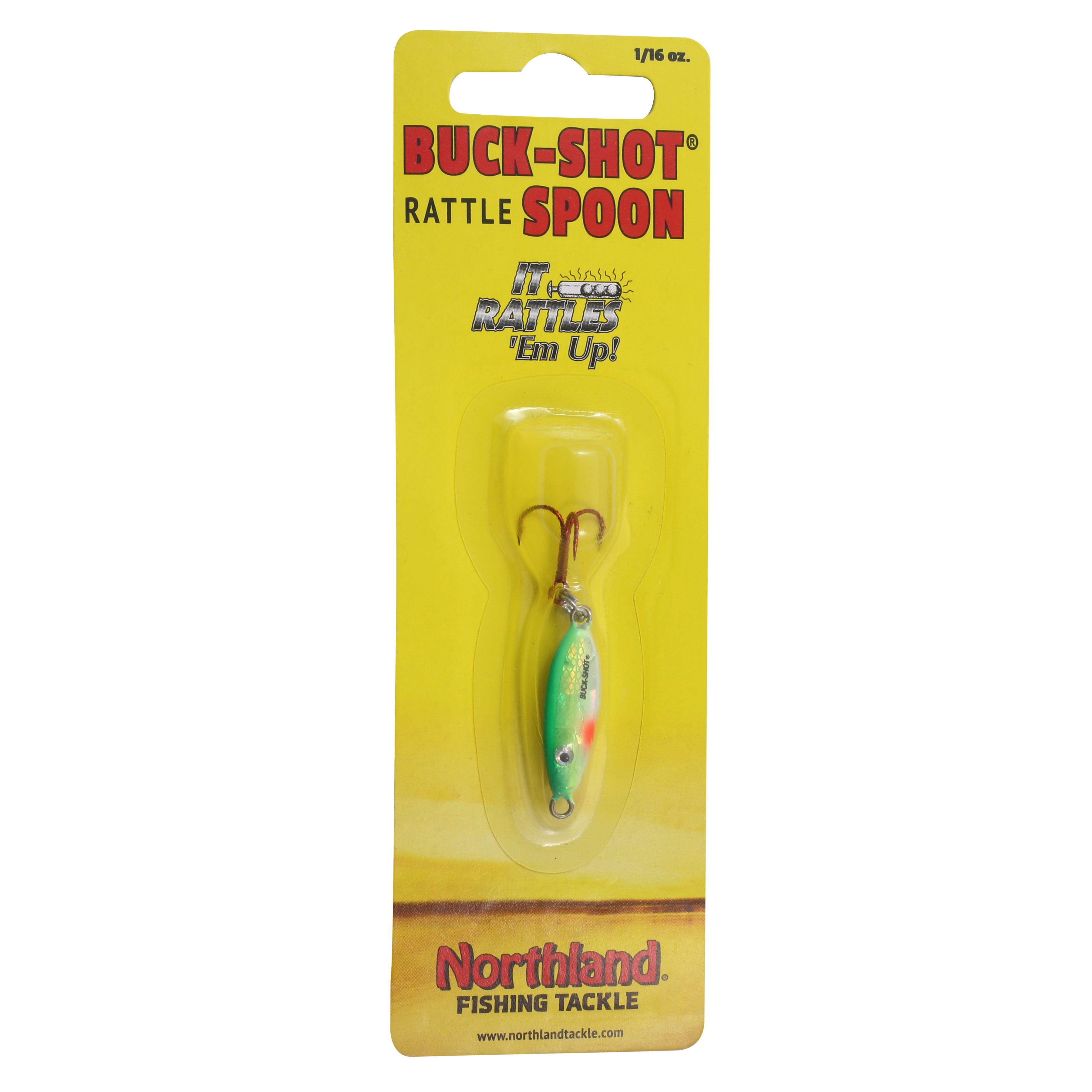 Northland Tackle Buck Shot Rattle Spoon, Freshwater, Super-Glo Perch