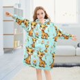 thumbnail image 5 of Dailycode Wearable Blanket Hoodie Oversized Sherpa Flannel Blankets with Pocket for 3-14 Year Old Cute Giraffe and Daisy, 5 of 7
