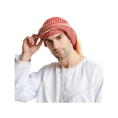 Lallc - Men Muslim Hijab Scarf Turban Islamic Keffiyeh Arab Headwrap ...