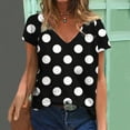 thumbnail image 2 of Inverlee T Shirts for Women V Neck Dressy Casual Short Sleeve Tops Plus Size Dot Print Shirts Comfy Holiday Tunic Blouse Tee, 2 of 6