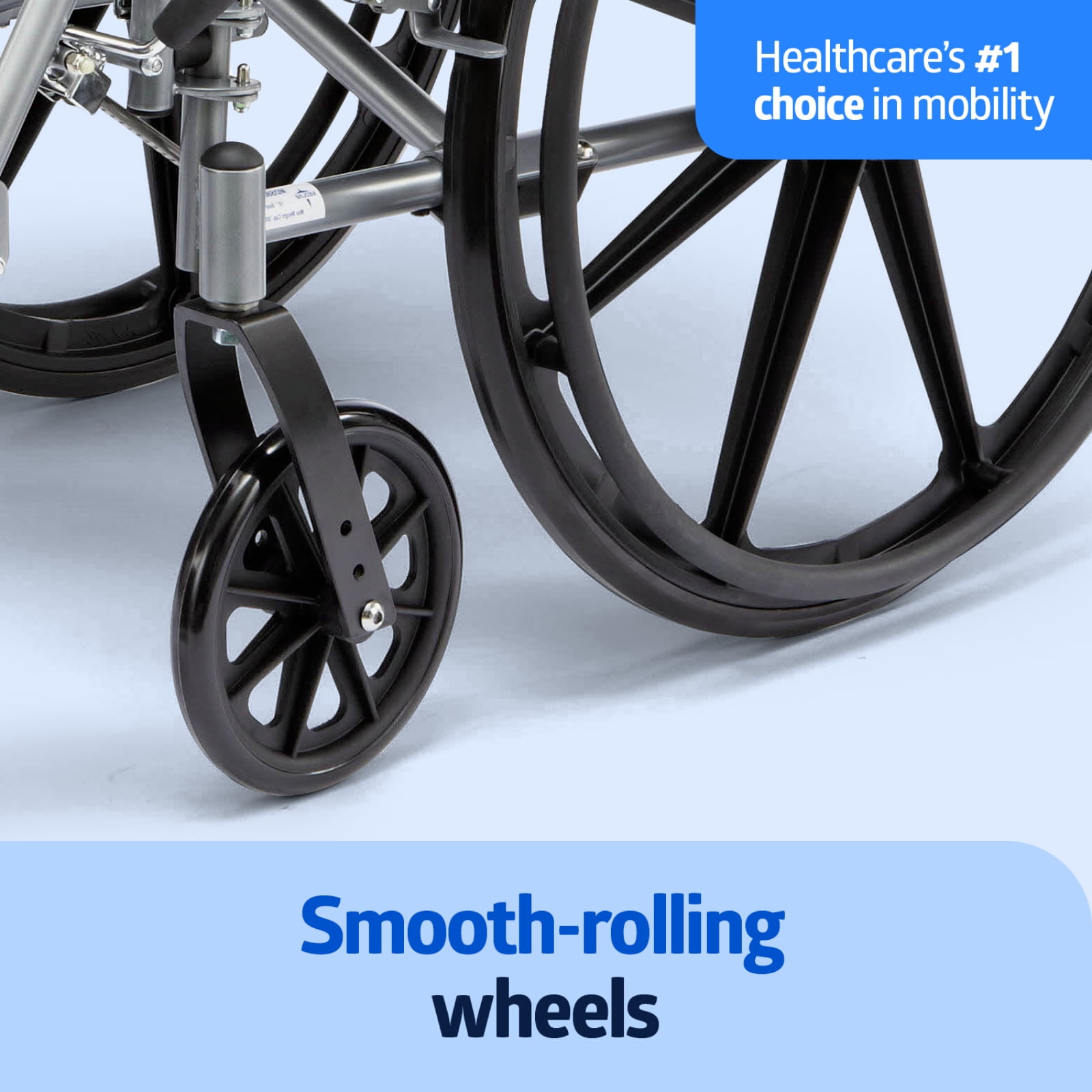 Medline Wheelchair with Swing-Back Removable Desk Arms, Lightweight, Elevating Legrests, 20-In Seat, 300 lb Weight Capacity, Black