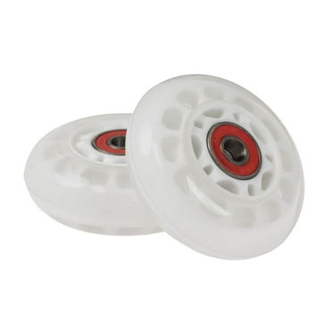 AlveyTech 68 mm Wheels with Bearings for Razor RipStik® RipSter, RipStik® RipSter DLX, & Sole Skate (Set of 2) (White Wheel Blue Hub)