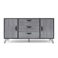 thumbnail image 4 of Yardi Yard Mid-Century Grey Cabinet, Hairpin Legs, 3 Drawers + 2 Cabinets, for Living Room, 4 of 12