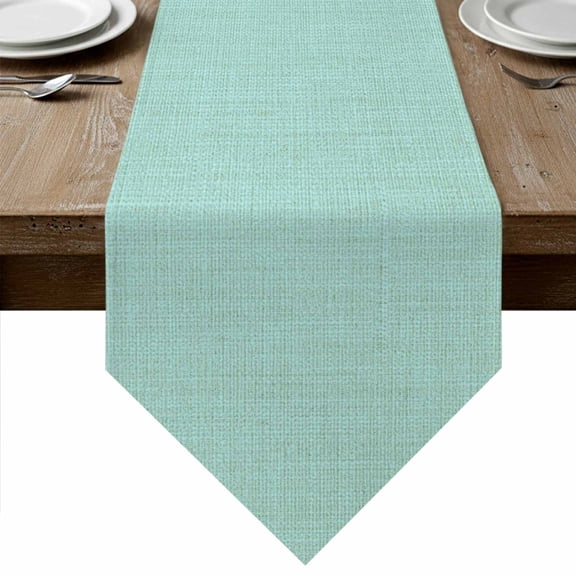 Linen Mint Green Table Runner Linen Burlap Table Runner 48 Inches Long Modern Minimalist Pure Solid Color Dresser Scarves for Kitchen Island Coffee Dining Party Wedding Banquet Holiday Decor 13"x48"