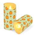 thumbnail image 3 of Pumpkin Flameless Candles 2 PCS with Remote Realistic Moving Flame LED Tapered Pillar Set for Home Decor, 3 of 7