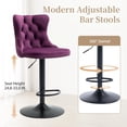 thumbnail image 3 of Stools Set of 2, Adjustable Upholstered Counter Height Barstools with Back and Black Footrest, Modern Velvet Swivel Barstools for Kitchen Counter, 3 of 6