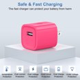 thumbnail image 3 of USB Charger Block, 2 Pack USB Wall Charger with 6FT Type C Charging Cable USB C Cable Phone Cables, Charging Block Phone Charger Android Charger, Fast Charging Type C Power Adapter USB Brick, Pink, 3 of 9