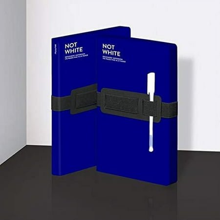 Nuuna Not White L Light Luxury Lay Flat Recycled Leather Notebook 6.5" x 8.5" with Pen (Blue)