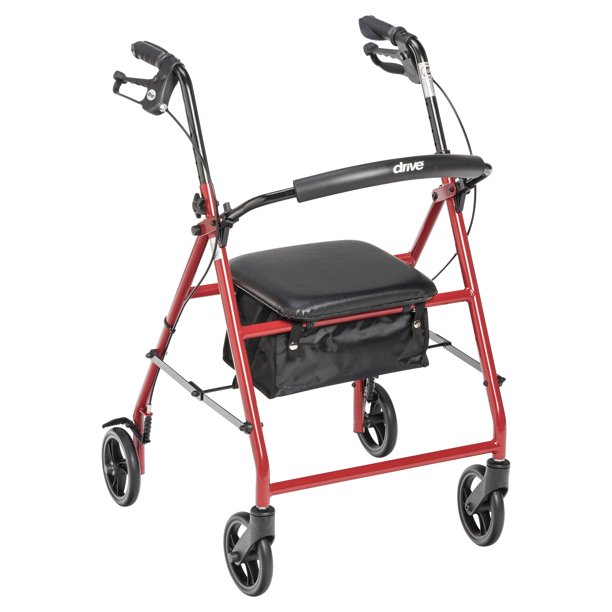 Drive Medical Rollator Rolling Walker with 6" Wheels, Red