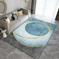thumbnail image 3 of Blue Gray Abstract Marble Rug Pad, Golden Round Lines Living Room Carpet, Bedroom Rug Light Texture Easy Care Apply to Corridor Nursery,4x8ft, 3 of 7