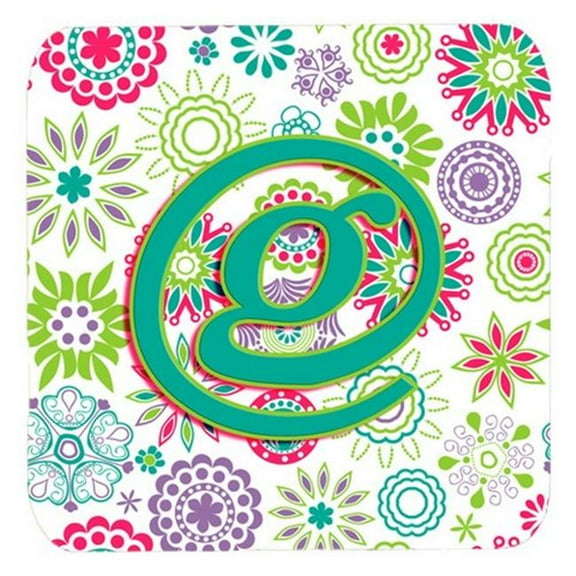 Carolines Treasures CJ2011-GFC Letter G Flowers Pink Teal Green Initial Foam Coasters- Set Of 4