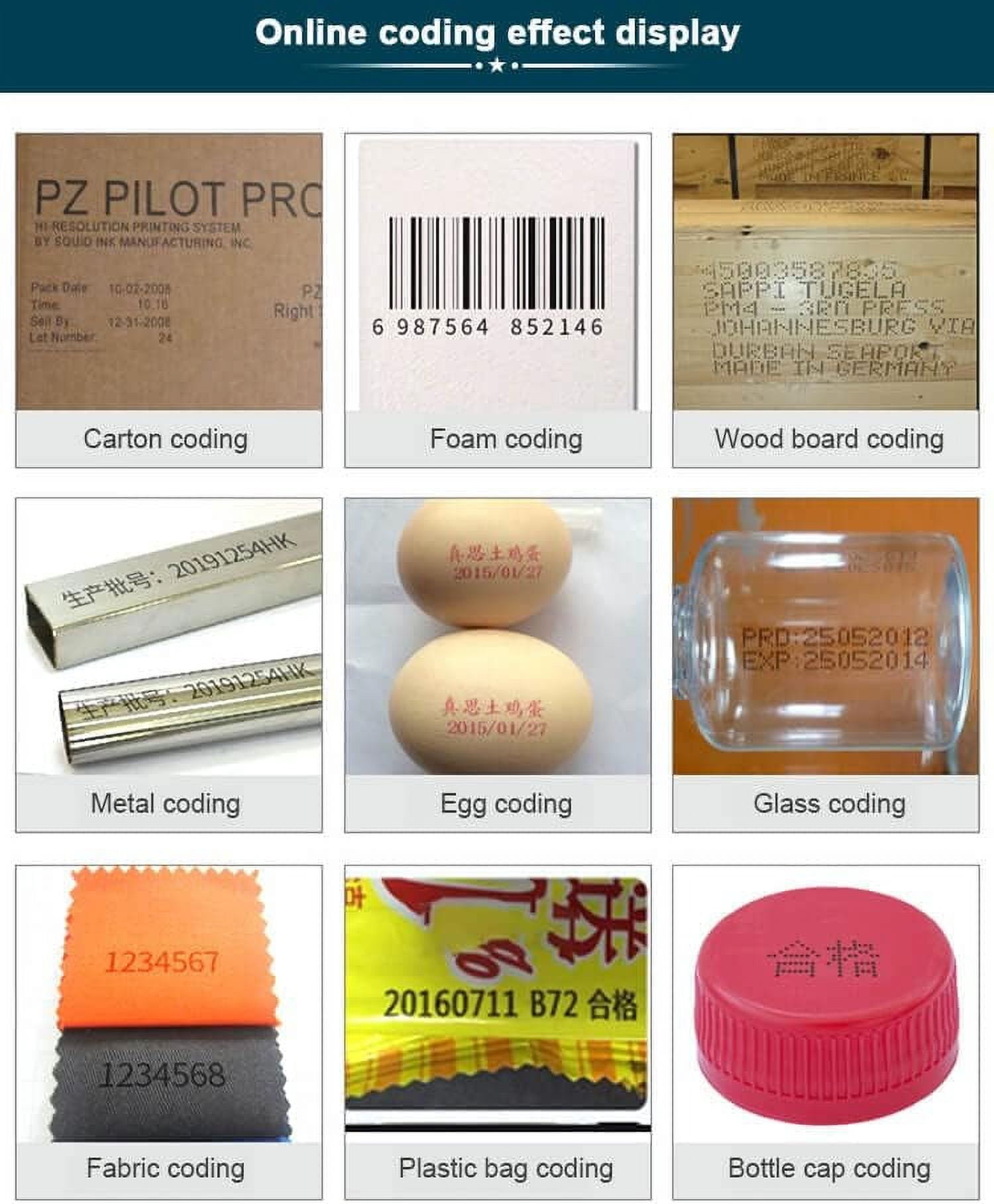 Phezer 0.5inch/12.7mm Automatic Inkjet Coding Machine for Production Line, 23 Languages, Intelligent Variable Data/Date/Logo/Barcode/Image Thermal Inkjet Printer, (1 Nozzle Support, 0-70M/min)