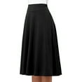 thumbnail image 4 of vigerkar Women's Elastic High Waist Casual Solid Knee Length A-line Stretchy Midi Skirt Black, S, 4 of 5