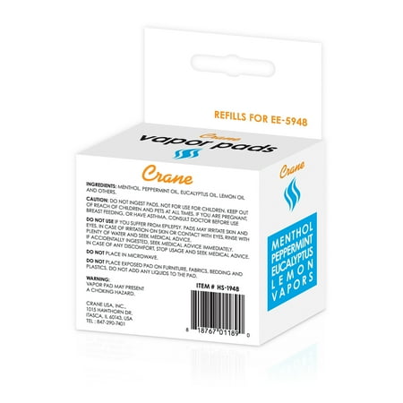 CRANE - Vapor Pads 12 Pack for EE-5948 Cordless Inhaler - White