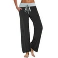 thumbnail image 2 of MeetoTime Pantalon de Jogging Large Taille Haute pour Femmes Décontracté à Cordon de Serrage Color Block avec Poches, 2 of 8