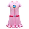 thumbnail image 1 of HAWEE Filles Princess Peach Costume Cosplay Décontracté Déguisement Robe Pêche, 1 of 5