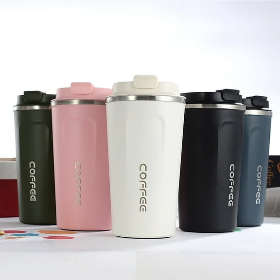 380ML Stainless Steel Car Coffee Cup Leakproof Insulated Thermal Thermos Cup Car Portable Travel Coffee Mug White