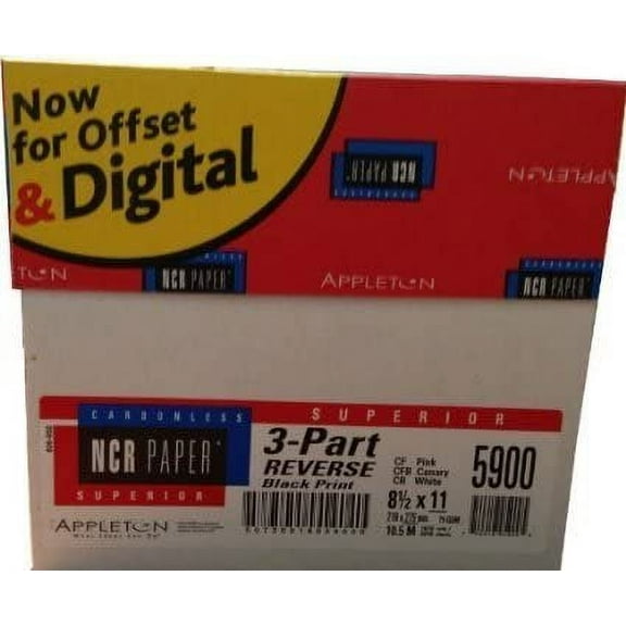 1670 Sets, 8-1/2" x 11" Pre Collated, Carbonless Paper, 3 Part Reverse, White, Canary, Pink,Ncr5900 Category: Copy and Multi Purpose Paper