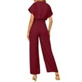 thumbnail image 4 of Baqcunre Jumpsuits for Women Women's Solid V Neck Short Sleeved Belt Casual Fashion Jumpsuit Jumpsuits for Women Dressy One Piece Jumpsuits for Women, 4 of 4