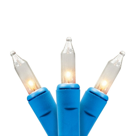 Mini Christmas Commercial Light Set - Clear - 60' Blue Wire - 100ct