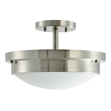 Design House 588475 Harris Traditional 2-Light Indoor Dimmable Dual Mount Ceiling Light with Frosted Glass Shade for Bedroom Dining Room Kitchen, Satin Nickel