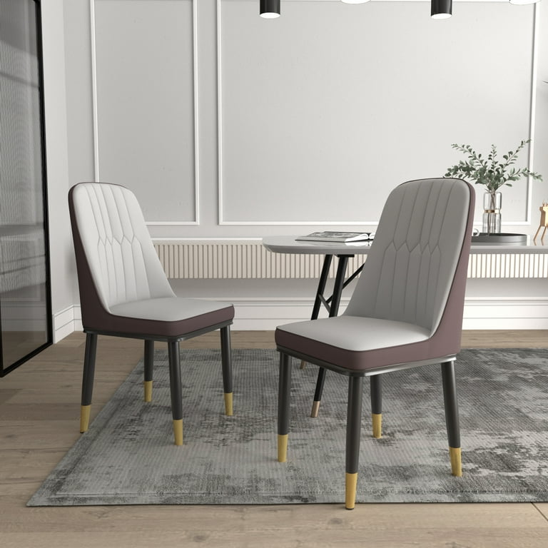 Dining Chairs Set of 2 Modern Mid Century Style Dining Room Faux Leather Side Chairs Accent Chairs with Sturdy Metal Legs for Kitchen Living