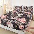 thumbnail image 4 of Homewish Spooky Skull Skeleton Queen Sheets,Gothic Romantic Rose Queen Sheet Sets,Halloween Bed Set,4pcs,1 Flat Sheet, 1 Fitted Sheet and 2 Pillowcases, 4 of 6