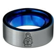 thumbnail image 2 of Royal Blue Tungsten Gamer Mens Rings Initial Ring Galentines Day Flat Mom Men Gay Set Dad, 2 of 8