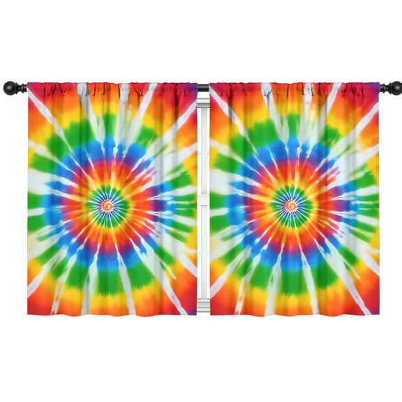 Blackout Kids Curtains,Rainbow Tie Dye Sunburst Childrens Insulated Curtains Set Of 2,Bedroom Essentials,Toddler Room Decor 42"x54"