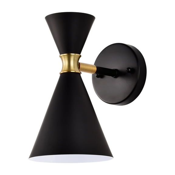 C Cattleya 1-Light Indoor Wall Sconce with Brass Accents-Black